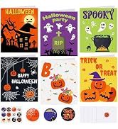 NEBURORA 30 Pack Halloween Greeting Cards with Envelopes and Stickers for Halloween Party Favors ...