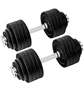 Yes4All Old School Adjustable Dumbbell Set with Weight Plates, Star Lock Collars/Connector, 40lbs...