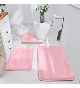 HUXMEYSON Bathroom Rugs Sets 3 Piece, Ultra Soft Velvet Memory Foam Bath Rugs, Non-Slip &amp; PVC Bac...