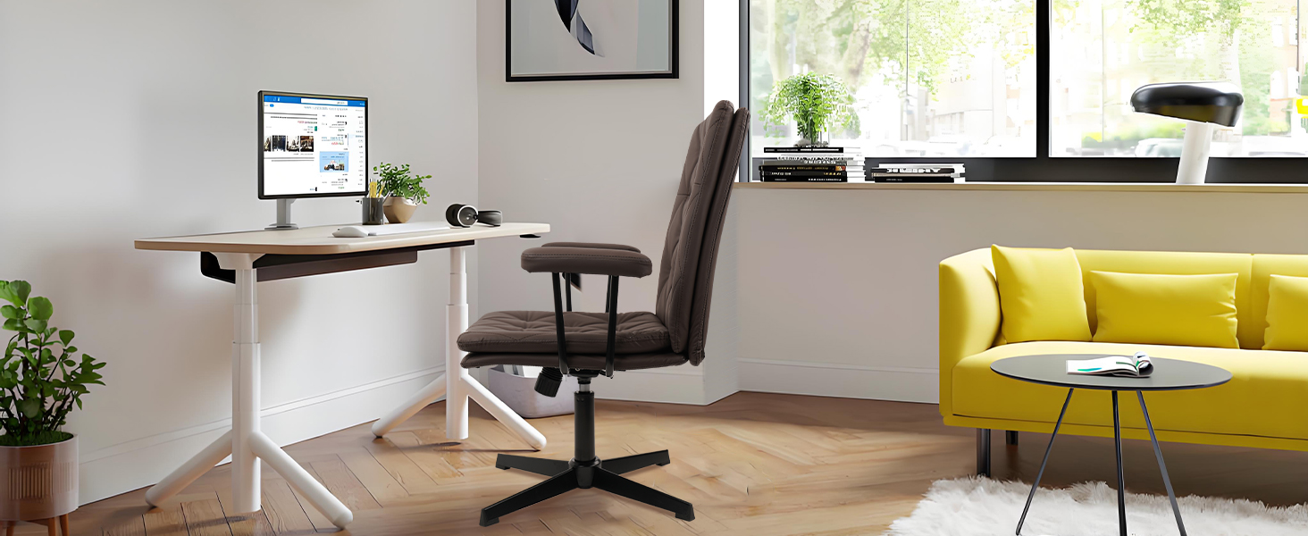 leather office desk chair without wheels for study room