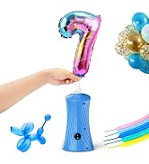 Balloon Pump Electric, Air Balloon Pump Portable Long Animal Blower Machine Blue/Orange/Pink/Purp...