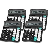 DANRONG Cute Black Desktop Calculator with Big Buttons, Dual Power Source, Solar and Battery, Lar...