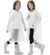 HOOMBOOM 2 Pack Waterproof Raincoats for Kids Reusable,EVA Rain Ponchos Emergency Rain Jacket for...