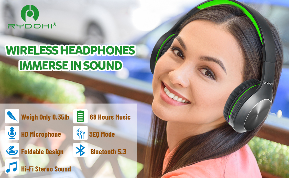 Bluetooth Headphones Over Ear, 68H Playtime and 3 EQ Music Modes