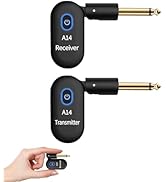 A14 Wireless Guitar System, 2.4GHz Rechargeable Transmitter Receiver, 24-bit 48KHz Audio, 100ft R...
