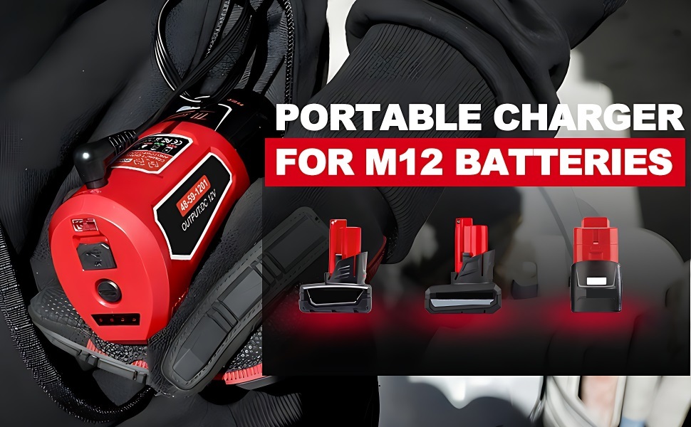 12V Portable Power Source for Milwaukee 12V Battery Adapter for Milwaukee Heated Jacket