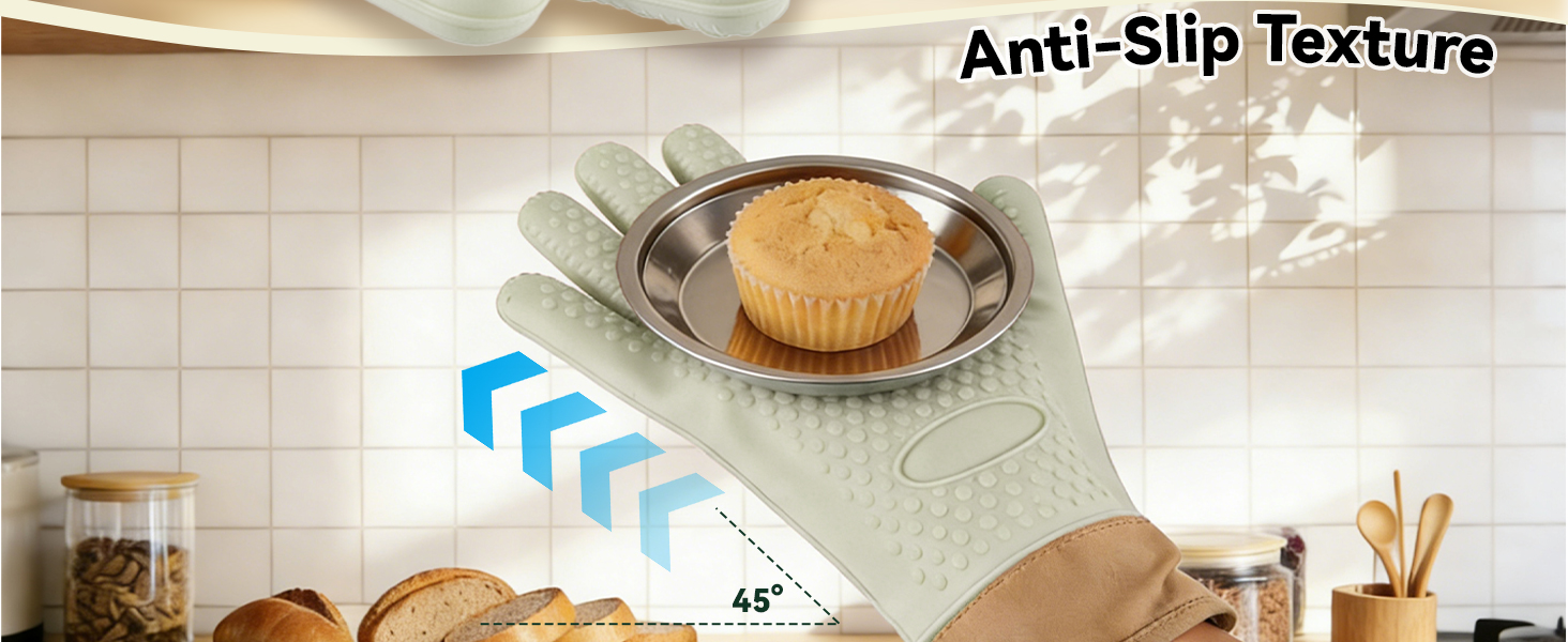 Silicone Oven Mitts with Five-Finger Design
