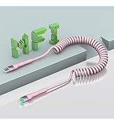 Coiled Type C to Lightning Cable [Apple CarPlay], Short USB C Lightning Cord USB C iPhone Charger...