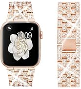 Dsytom Bing Band Compatible with Apple Watch Band 38mm 40mm 41mm,Jewelry Replacement Metal Wristb...