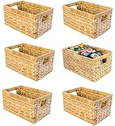 M4DECOR Set of 6 Wicker Storage Basket, Water Hyacinth Storage Baskets, Wicker Storage Baskets fo...