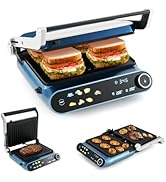 ARLIME Panini Press Sandwich Maker, 1200W Electric Griddle with LED Touch Panel, 7 Grilling Modes...