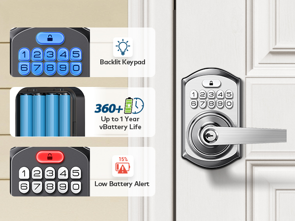 Backlit keypad &amp; low-battery alert, 1-year battery life