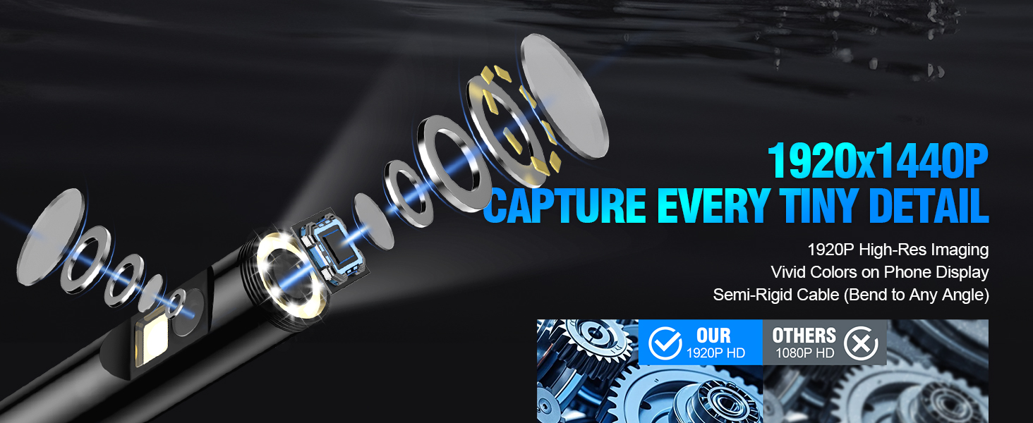 EASTBEAR Endoscope Camera with Light, 1920P HD Borescope with 8 Adjustable LEDs 5