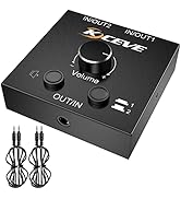 KCEVE 3.5mm Audio Selector, AUX 3.5mm Audio Splitter Headphone Switcher, Speaker Manual Selector ...