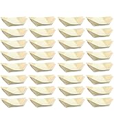 Toddmomy Bamboo Wooden Boat 50Pcs Disposable Wood Serving Boats Plates Trays Mini Sushi Boat Sush...