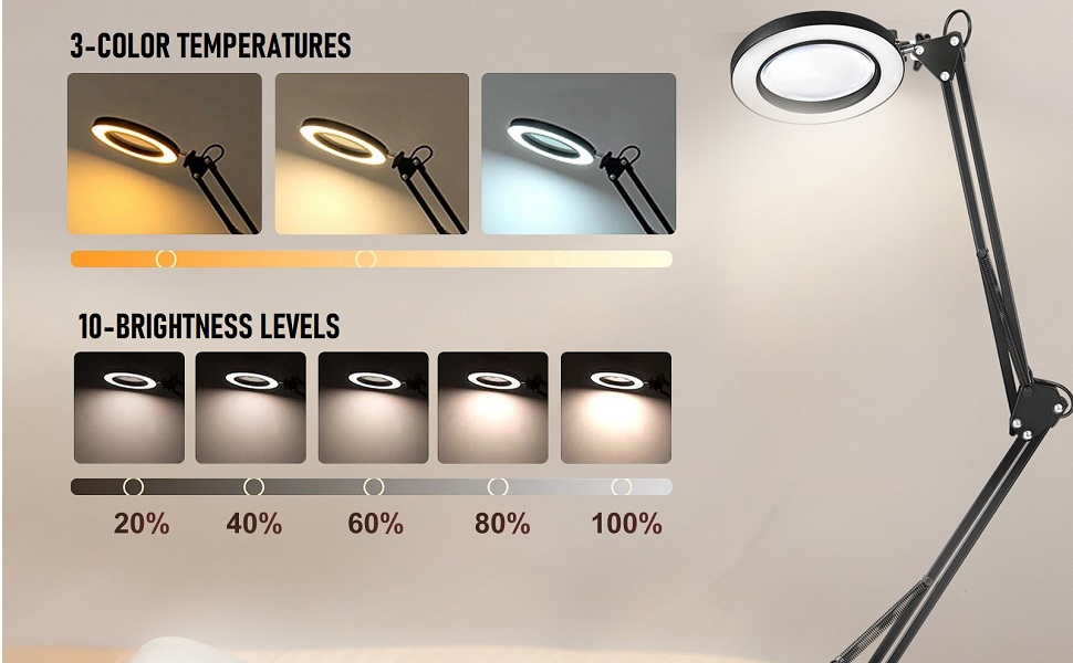 Teiulon 10X Magnifying Lamp with HD Glass Lens