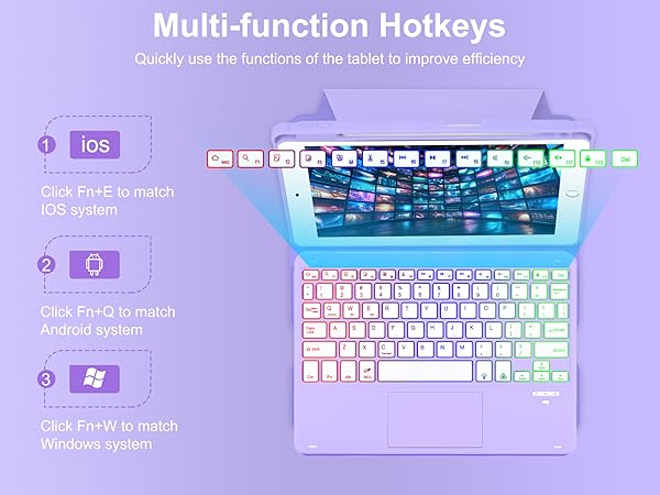 iPad 10.2/10.5 Rotating Keyboard Case - Purple-3-1