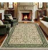 GarveeHome 5x7 Washable Area Rugs for Living Room, Boho Vintage Rug Non Slip Low Pile Stain Resis...