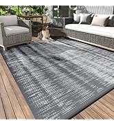 MontVoo Outdoor Rug Waterproof 5x8 ft Outdoor Carpet Patio Rug Mat Reversible RV Camping Rug Plas...
