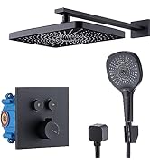 DIKUROOMS Rainfall Shower Faucet System, Wall Mount High Pressure Rain Shower Heads and Handheld ...
