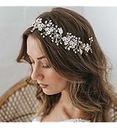 Latious Wedding Bride Hair Vine Silver Crystal Headpieces Rhinestones Bridal Hair Piece Flower Ha...
