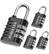 DELSWIN Combination Lock 3-Digit Small Padlock - 4Pcs Resettable Combo Lock for School Gym Locker...