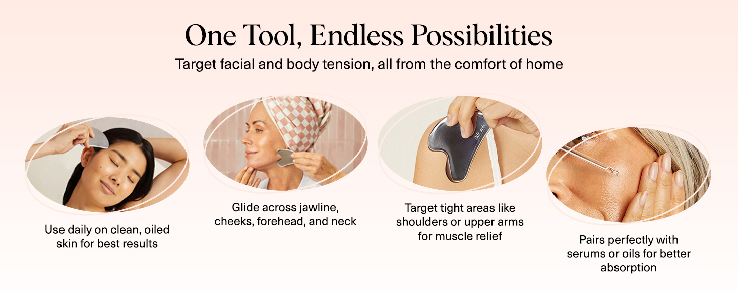 Stainless Steel Gua Sha Lymphatic Drainage Massager for Face Chin Jawline Shaper Double Chin Reducer