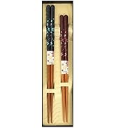 Japanese Chopsticks Set of 2 Pairs [Made in Japan] - Metallic Foil Finish Lacquered Wooden Chopst...