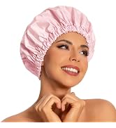 Reusable Shower Cap for Women, Large Waterproof Shower Bonnet Washable Elastic Band Bath Hair Hat...