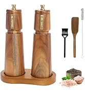 Foyucool Wooden Salt and Pepper Grinder Set with Brush and Spoon, 8 Inch Manual Salt and Pepper M...