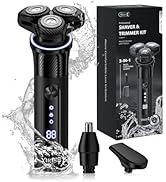 Electric Razor for Men 2024 Upgrade, 3-in-1 shavers for men, with Nose Hair Sideburn Trimmer for ...