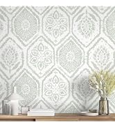 HeloHo Peel and Stick Wallpaper Green Contact Paper Boho Wall Paper Modern Geometric Removable Se...