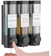 Wall-Mounted Shower Dispenser for Shampoo, Conditioner and Body Wash, 3-Chamber, 300ml Each, Refi...