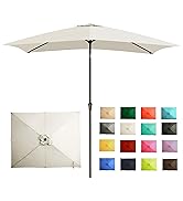 Ayge 6.5x10FT Rectangular Patio Umbrella Outdoor Table Umbrella w/Push Button Tilt &amp; Crank Rectan...