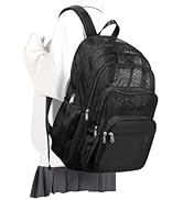 WEPOET Mesh Backpack for School boys girls, Heavy Duty See Through Backpack with Multi Compartment