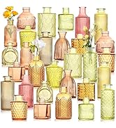 30 Pcs Colored Bud Vase Set,Vintage Glass Vases for Flower Centerpieces Wedding &amp; Party Decor,Hom...