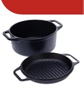 A cast-iron Dutch oven pot with skillet lid.