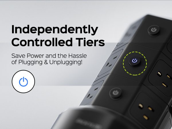 power strip with 3 independent switches