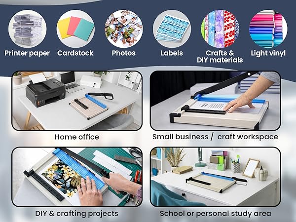 Paper cutter for paper, photos, cardstock, labels, vinyl, DIY crafts, office and classroom use
