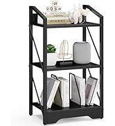 Vagusicc Bookshelf, 3 Tier Industrial Bookcase, Metal Small Bookcase, Rustic Etagere Book Shelf S...