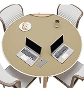 MAIDERN 42 Inch Round Cork &amp; Leather Table Pad, Cuttable Size (36-42 Inch), Trimmable Dining Tabl...