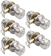 KNOBWELL Interior Door Knobs with Cylindrical Shape Knob, Brushed Nickel Door Knob for Bedroom Ba...