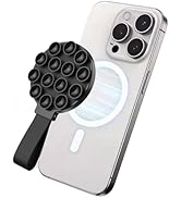Magnetic Phone Suction Cup Mount, Silicone Cellphone Grip Loop for Magnet Case, Hands-Free UGC Ti...