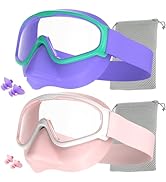 Aegend Swim Goggles with Nose Cover,No Hair Pull,UV Protection Wide View Fabric Swimming Goggles ...