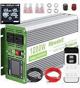 Newdeli 1200W Pure Sine Wave Inverter 12V to 110V 120V AC Converter Car Power Inverter for Vehicl...