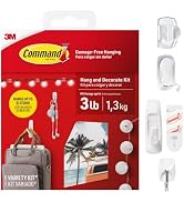 Command Hang and Decorate Kit, 6 Small Toggle Hooks, 2 Medium Utility Hooks, 4 Medium Cord Clips,...