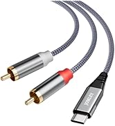 JOMLEY USB C to RCA Audio Cable 3.3ft, USB Type-C to Dual RCA Jack Y-Splitter Stereo Cable for La...
