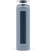 Ello Syndicate Glass Water Bottle with One-Touch Flip Lid and Protective Silicone Sleeve and Carr...