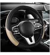 YTFRL Car Steering Wheel Cover, 15 Inch Anti-Slip Stretch Leather Steering Wheel Protector, Comfo...