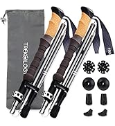 Trekking Poles Collapsible Nordic Hiking Pole - Cork Handle 2pc Ultralight Folding Walking Sticks...